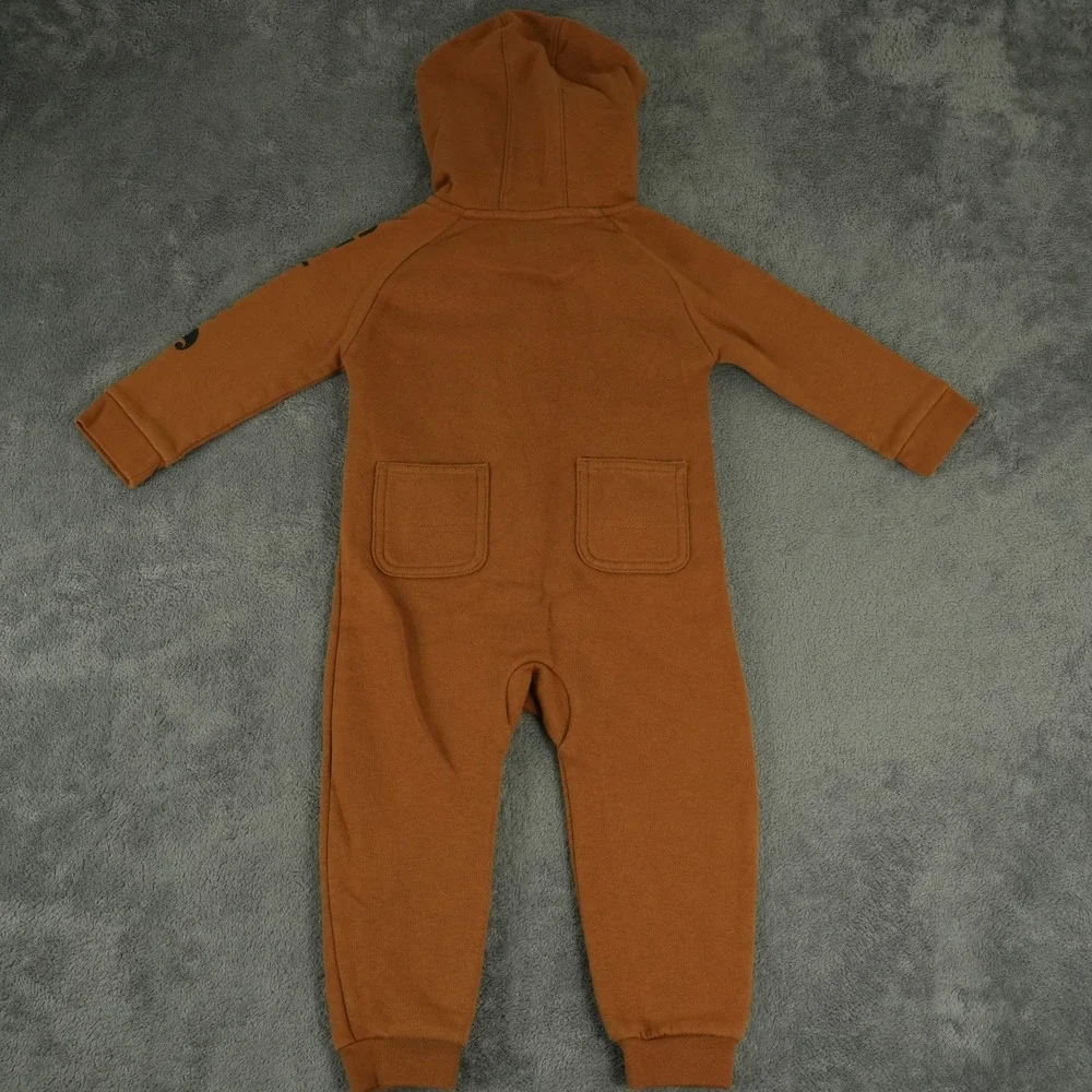 Carhartt Hooded Coverall Unisex 18M Brown Logo Sleeve Full Zip OX8751-B